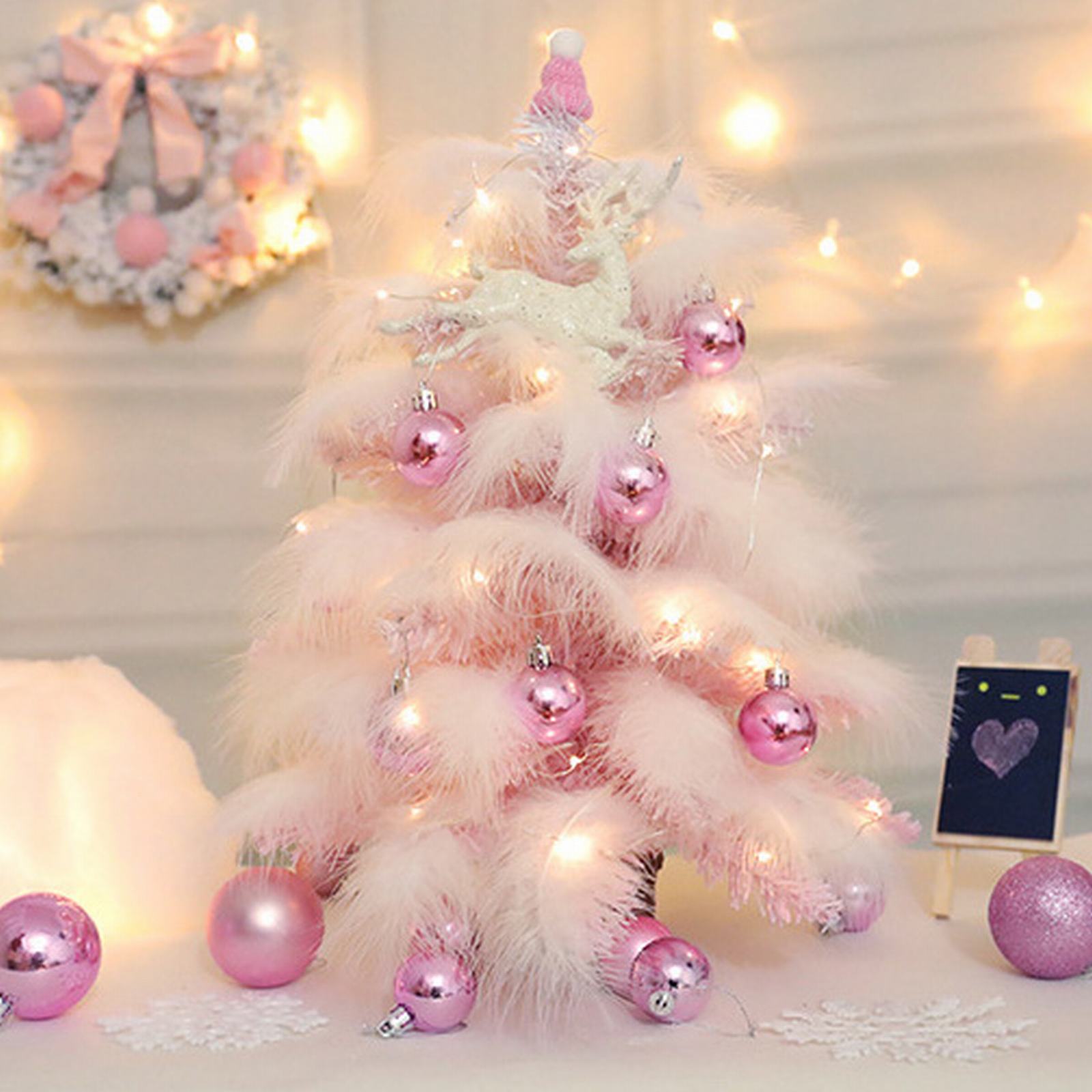 

Pink Christmas Tree With Lights Christmas Decoration Pvc Small Tree Home Supplie Pink White Snow Desktop Decoration Ornament One Size