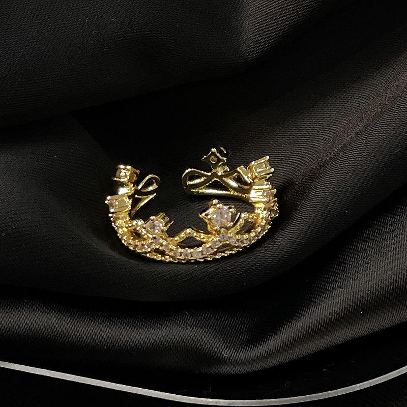 Retro Gold Medieval Pleated Temperament Open Ring Women'S Niche Design Advanced Sense Light Luxury Fashion Ring