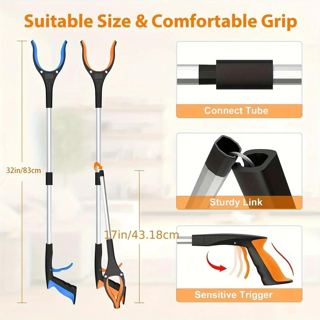 1Pc Aluminum Pliers Sanitation Garbage Picking Long Clip Folding Pliers for Picking Up Objects Elderly Lightweight Gripper Tools