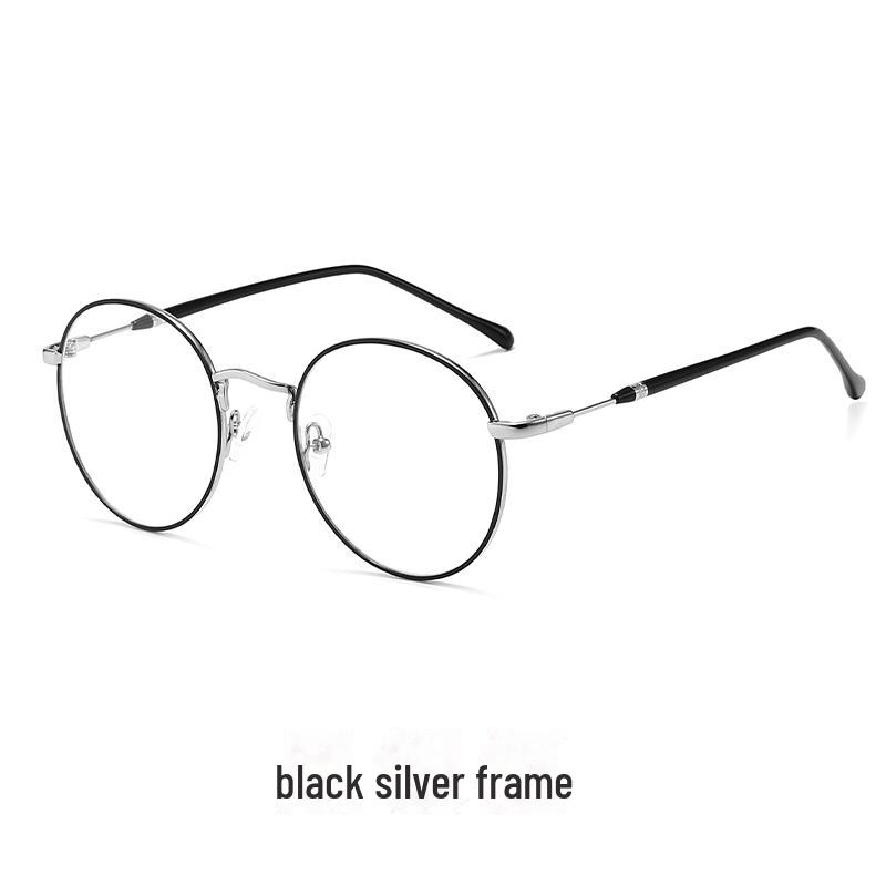 Ochelari de citit retro cu rame metalice rotunde și lumină anti-albastră