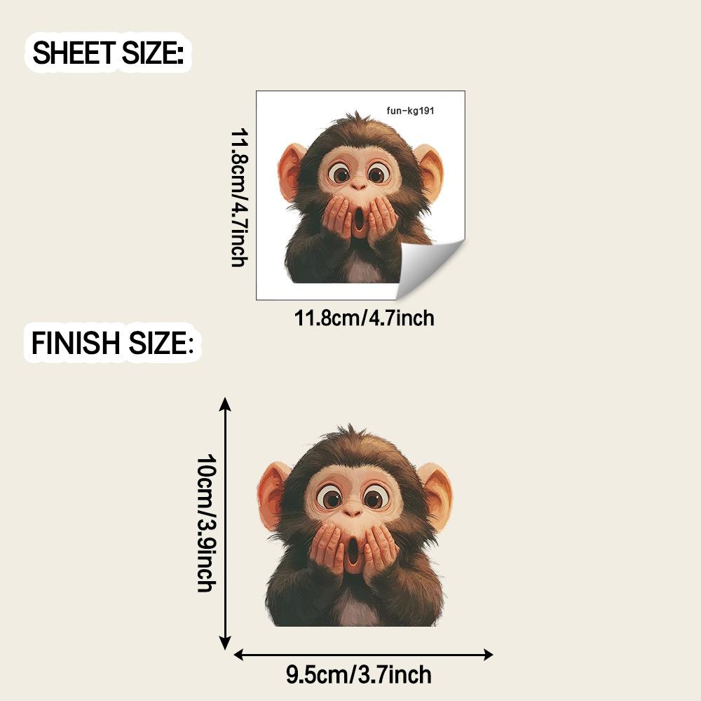 Surprised Cartoon Monkey Switch Sticker Cute Playful Wall Decal for Kids Bedroom Playroom Nursery Self-Adhesive Easy Install