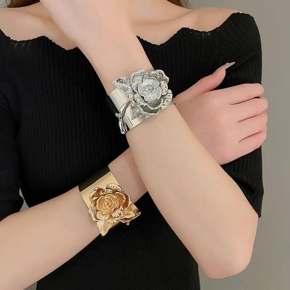 Wide Bouquet Open Bracelet Flower Banquet Clothes Pin Creative Fairy Rose Brooches  Women