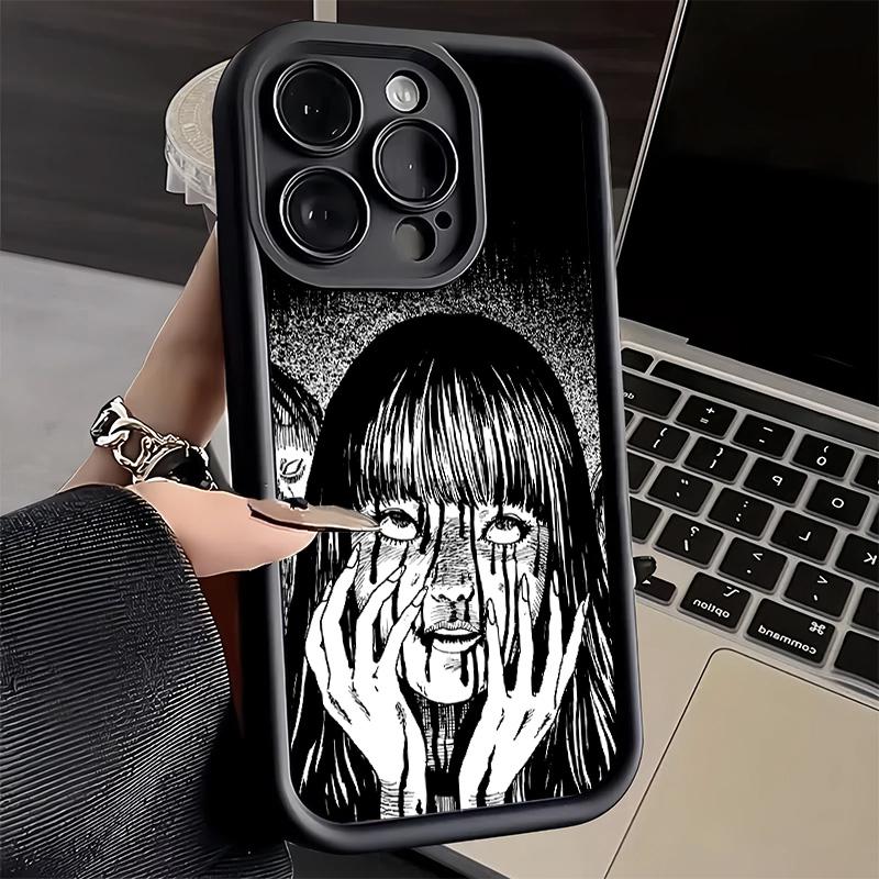 Phone Case for iPhone 17 Air 16E 15 16 Pro Max Japanese Horror Anime Cover 14 Plus 13 12 Mini Soft Shell Silicone Fundas
