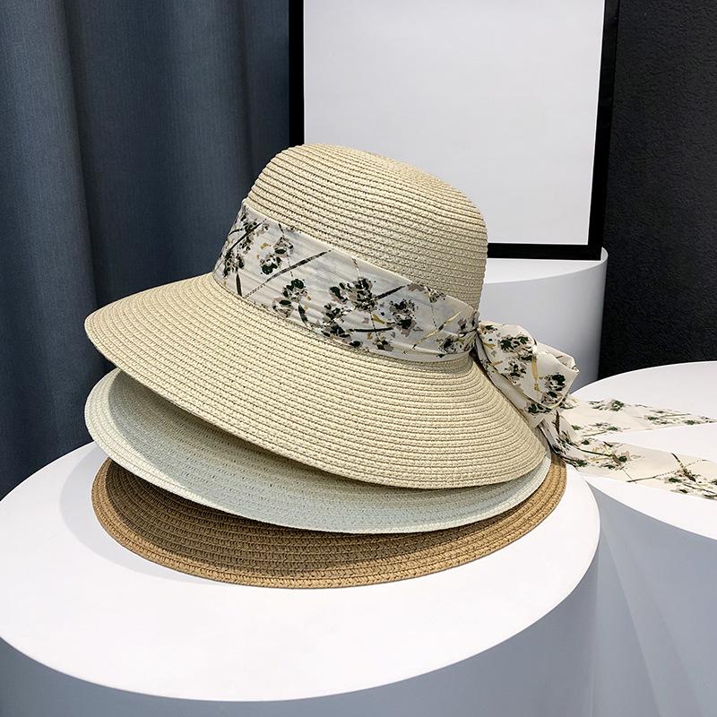 Chic Women's Summer Sun Hat with Bowknot - Breathable, Lightweight Straw Bucket Hat for Beach & Seaside Outings