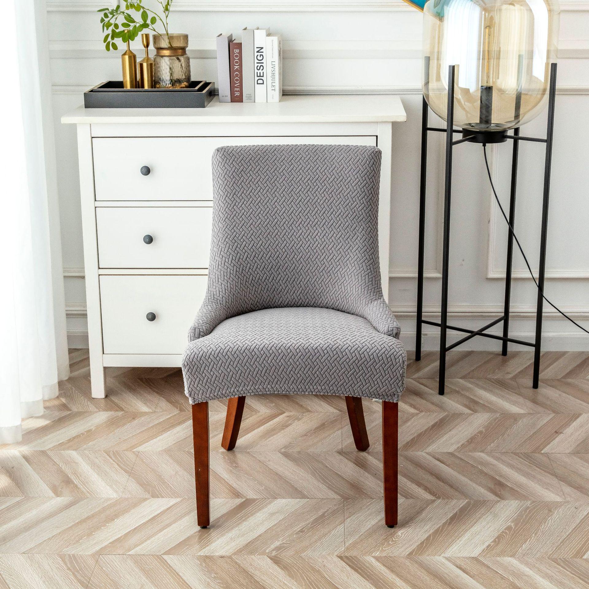 

Индивидуальный чехол для кресла из жаккардовой клетчатой стрейч-ткани 210 г/м² для дома или отеля T06 Small Armchair Cover светло-серый