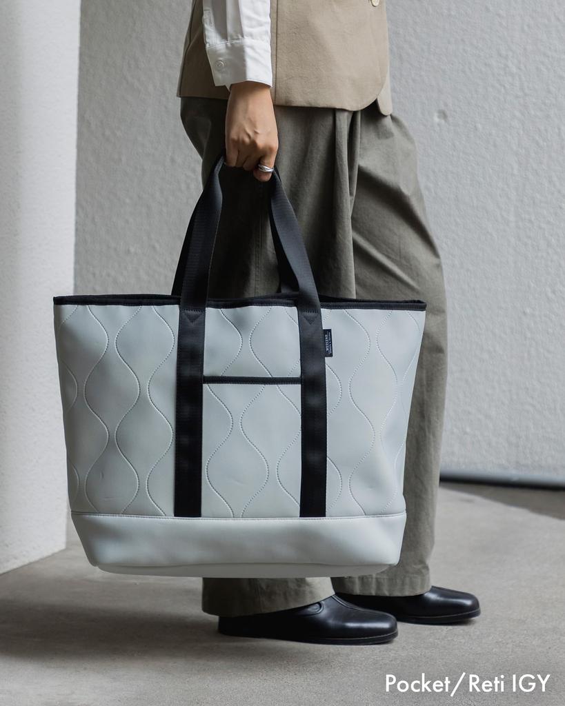 EDITA Large Tote Bag for Men and Women, Lightweight, Washable, Neoprene, with Zipper and Exterior Pocket, Reti Ice Gray (edt-131)