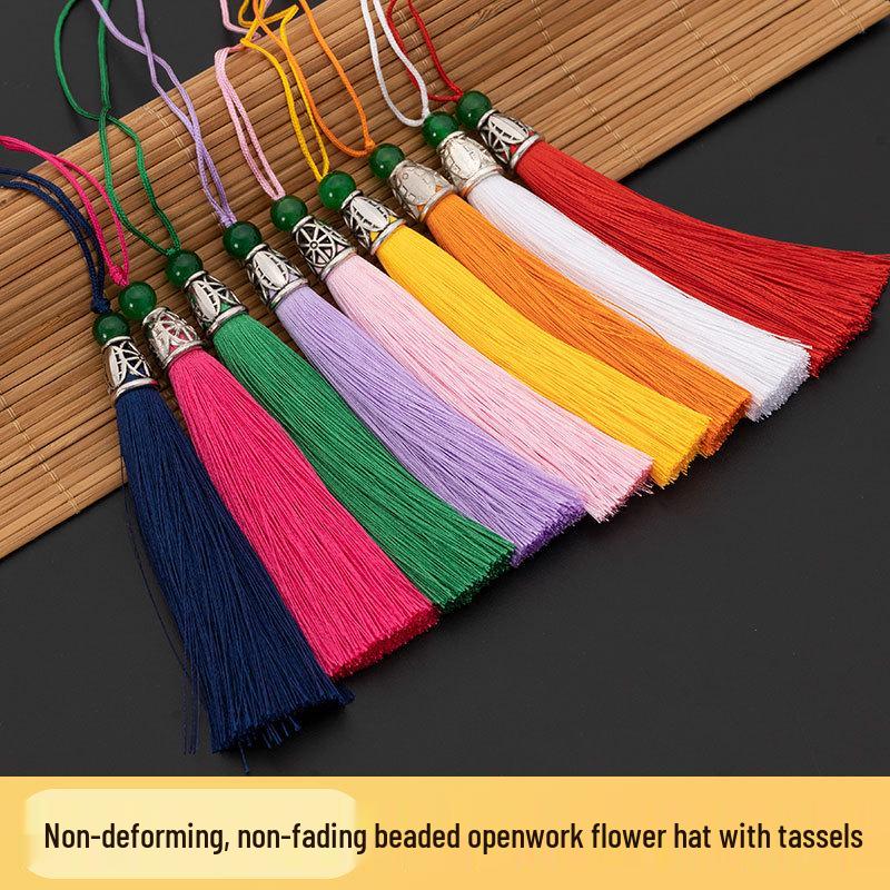 

Green Jade Bead Tassel Pendant with Durable Metal Cap розовый