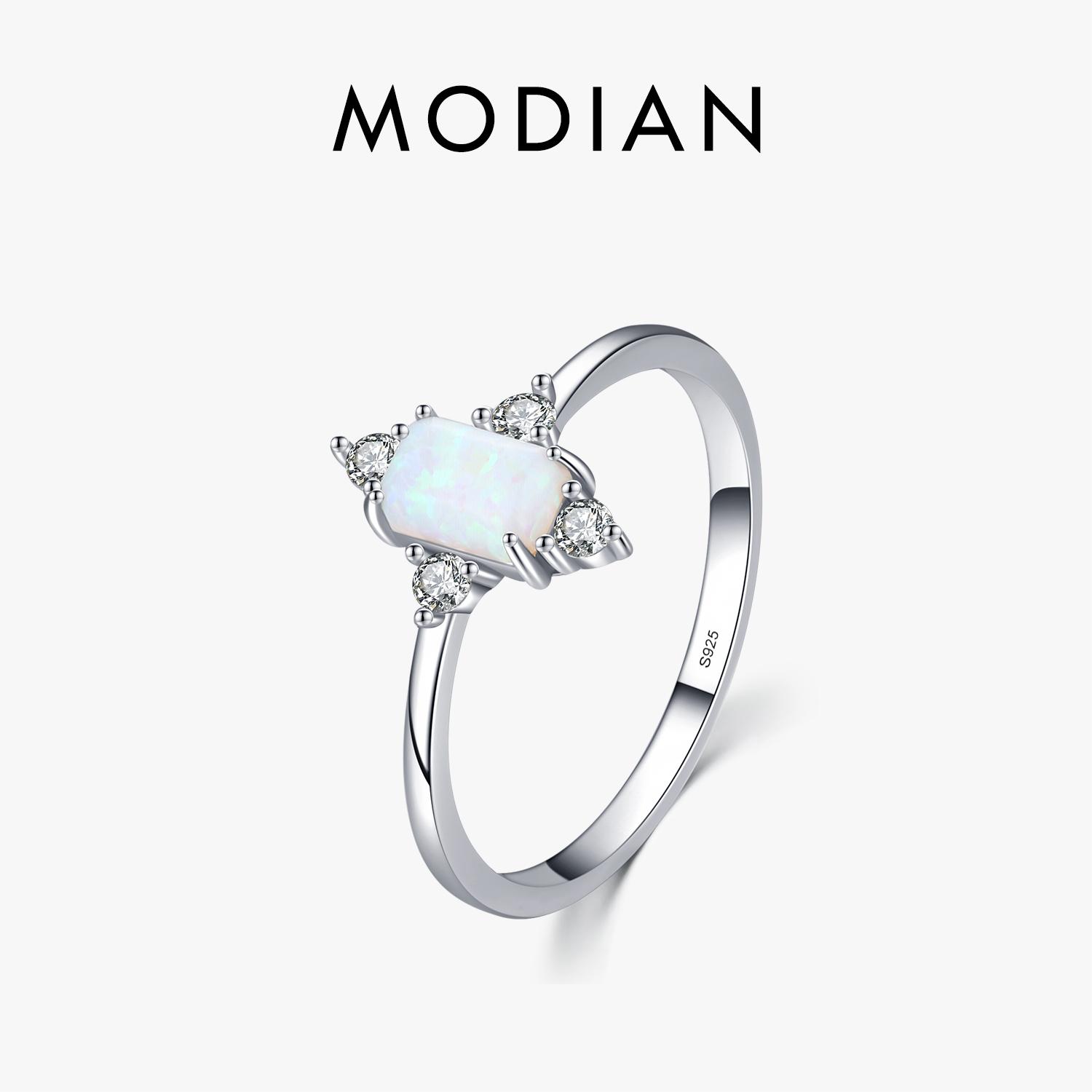 

Modian Real 925 Silver Rings For Women Shining Crown Opal Finger Ring Classic Luxury Wedding Statement Jewelry Anel 9