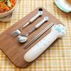 Stainless Steel Portable Cutlery Set: Chopsticks, Spoon, Fork with Storage Box for Students, Children, and Office Workers.