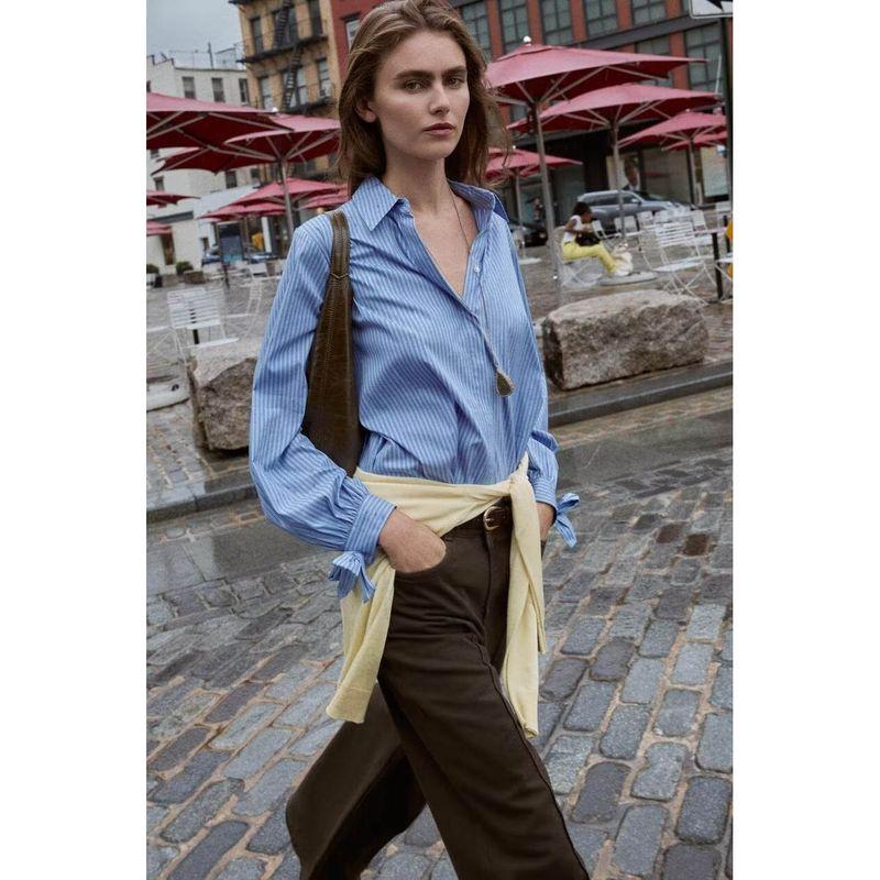 Za Autumn New Women clothes 2025 Western Style Fashion Loose Long sleeve Bowknot Decoration Poplin Shirts 7969251