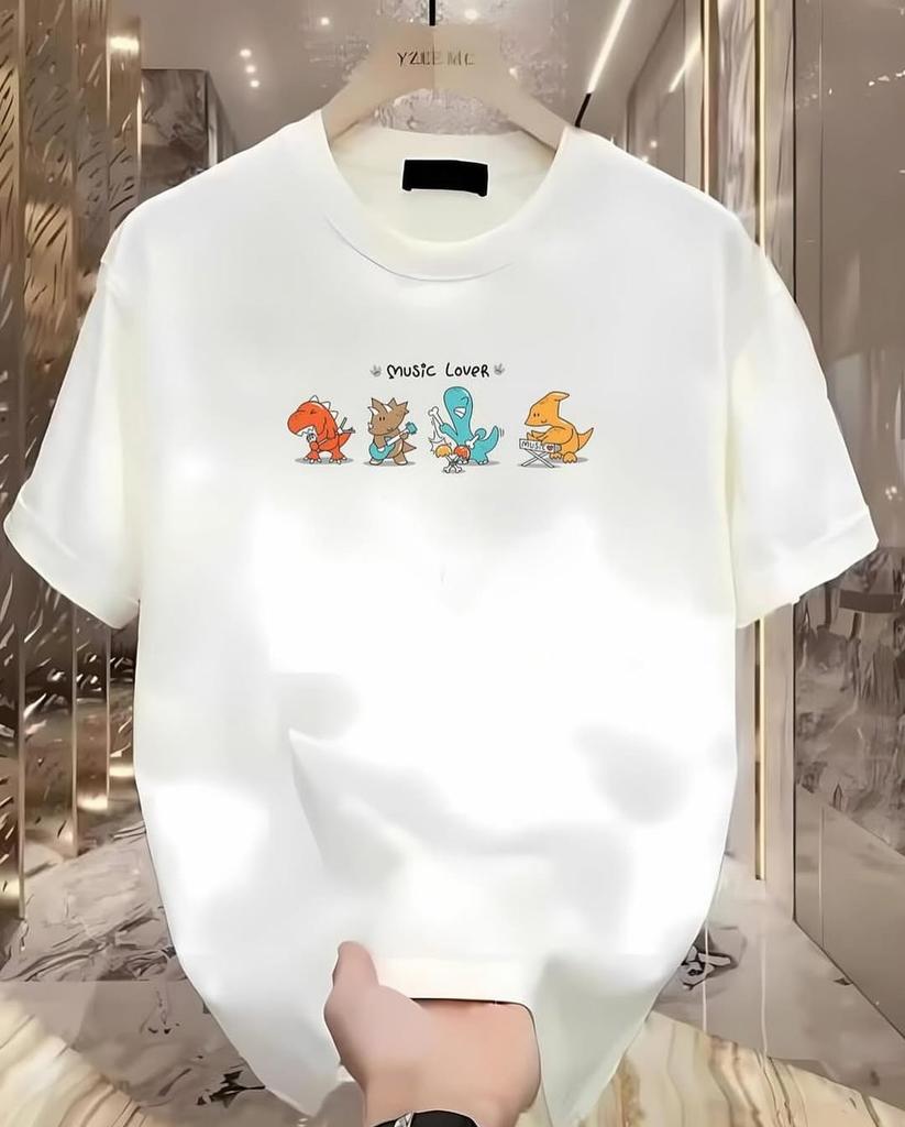 Gothic Creative Anime Pattern Printed Oversized Round-neck T-shirt High Street Fashion Trend Punk Couple Loose Short Sleeved