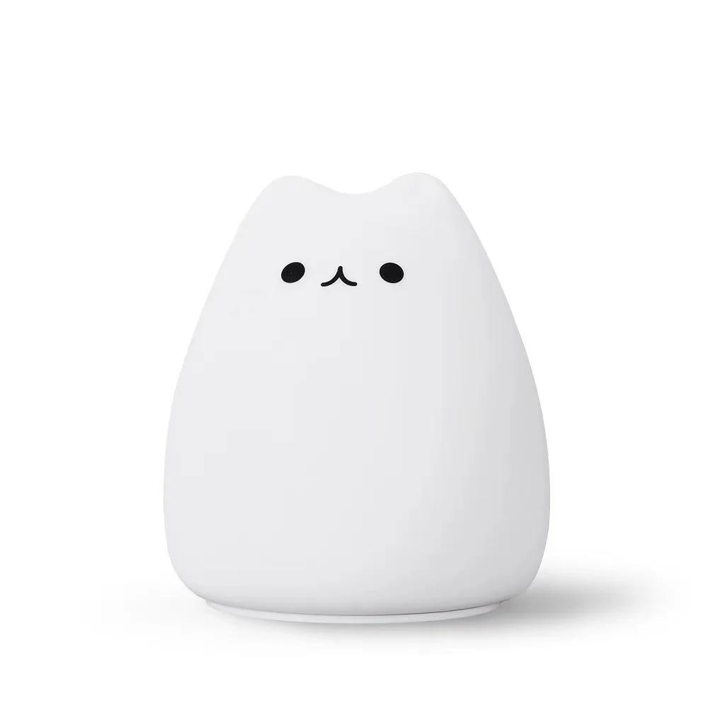 LED Nigh tlight 7 Colors Soft Cute Cat Night Light Kitty Lamp Birthday Gift Kids Baby Toddler Teen Silicone Kawaii Nursery