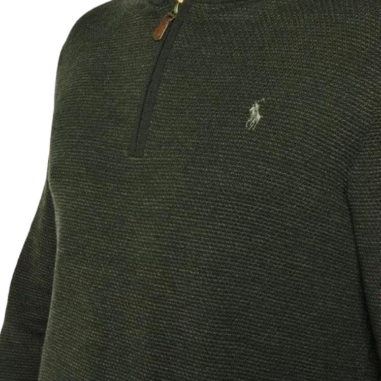 Polo Ralph Lauren Small Pony Logo Embroidered Wool Knit Half-Zip Sweater Men sweater Dark-Green MNPOSWE16820432-999