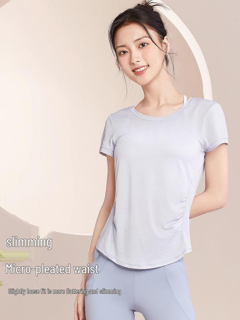 Stylish Quick-Dry Yoga Cover-Up: Spring/Summer Short Sleeve Fitness Wear with Beautiful Back Design for Women