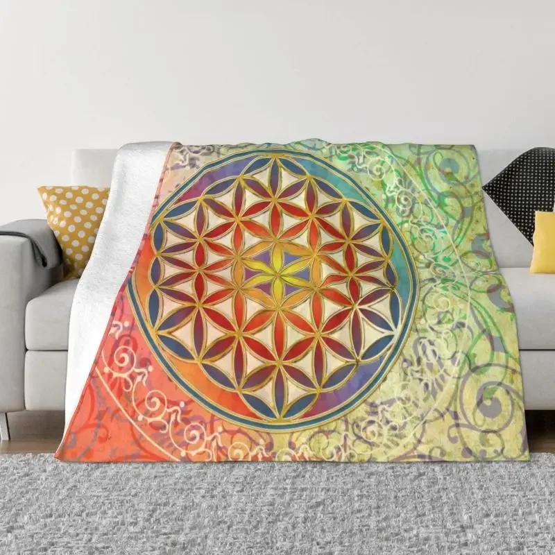 Flower Of Life Sacred Geometry Blanket Flannel Fleece Geometric Pattern Mandala Throw Blankets for Travel Bedding Couch Quilt