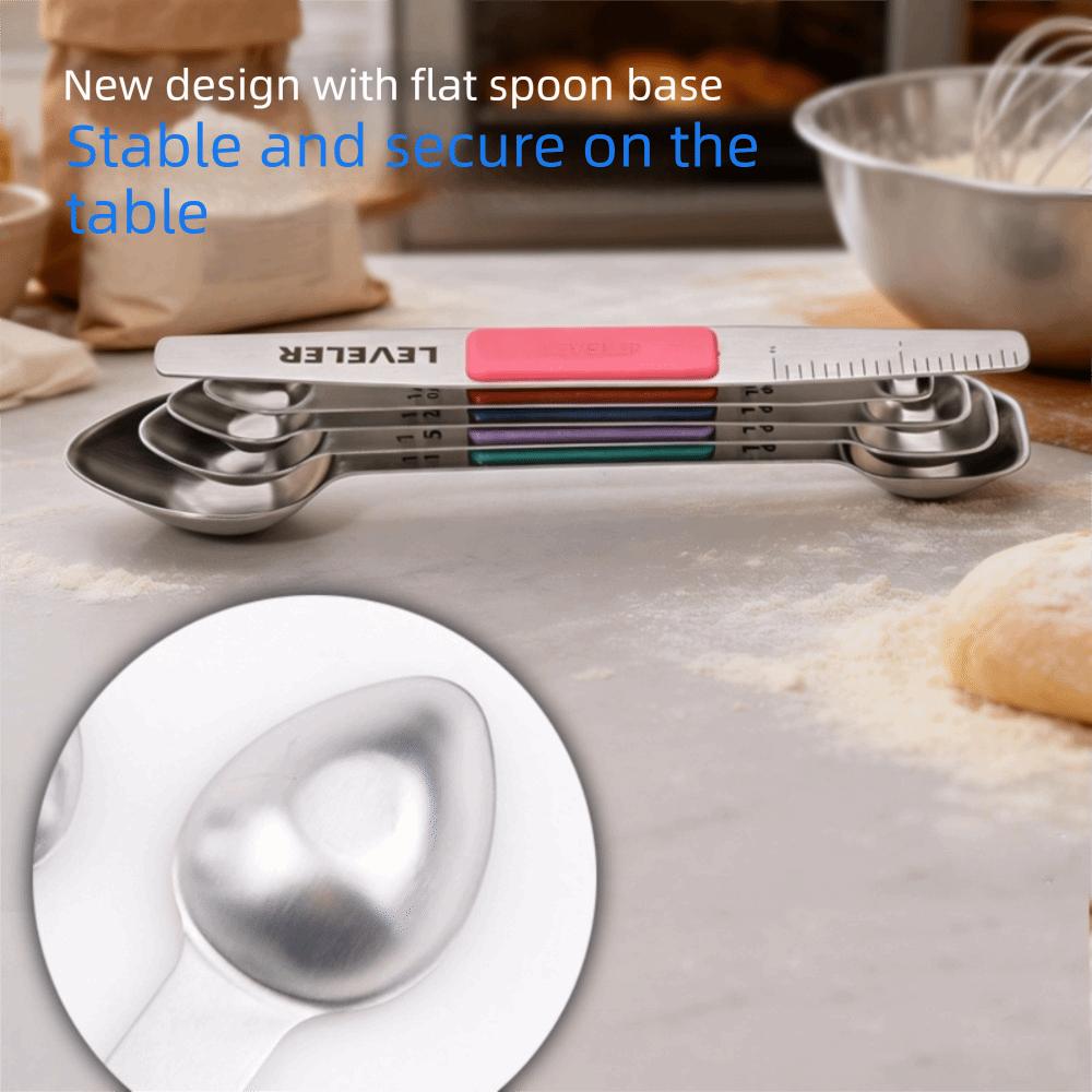 5PCS/SET with Leveler Magnetic Measuring Spoon Stainless Steel Seasoning Spoon Coffee Spoon Kitchen