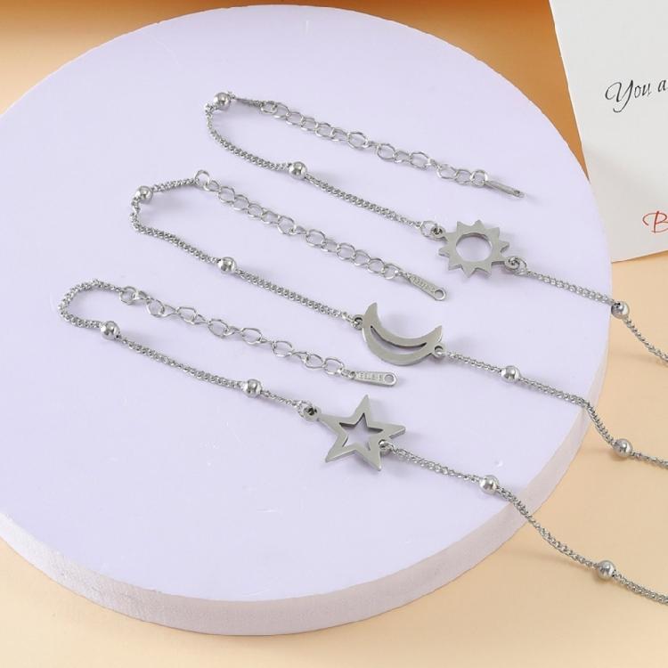 Stainless Steel for Sun Moon Star Bracelets Temperament Chain Couple Card Bracel