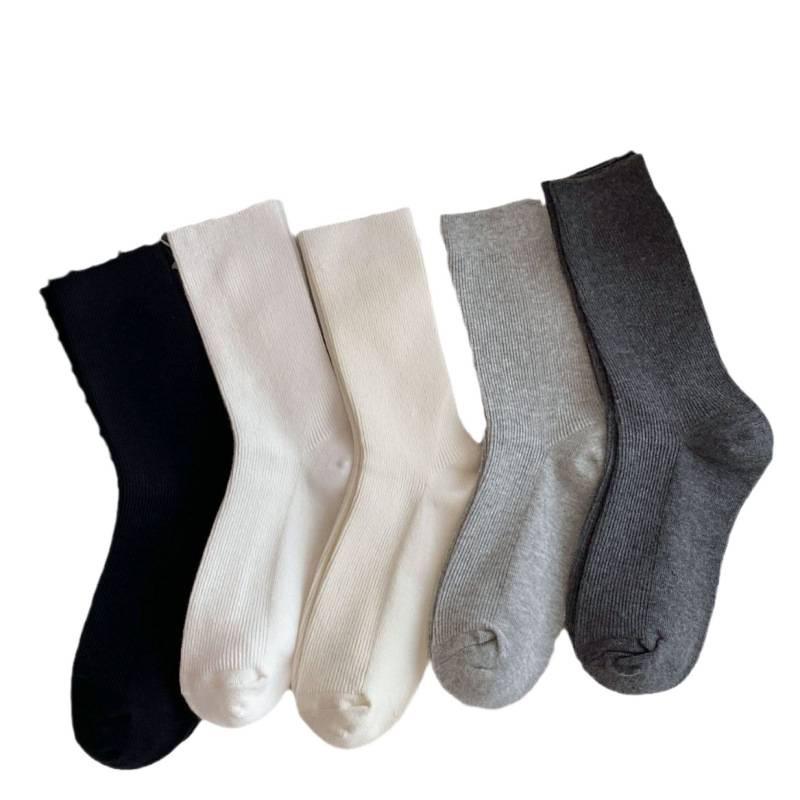 Women's Pure Cotton Mid-Calf Socks - Breathable, Sweat-Absorbing, Odor-Resistant, Thin and Long for Spring, Summer, and Autumn JK Style.