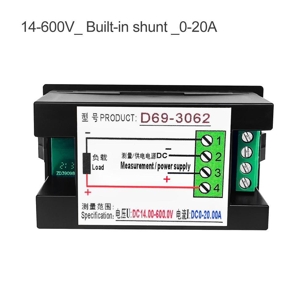 4 in 1 LCD Voltage Ammeter Power Meter DC 14-600V 20A 50A 100A Voltage Current Power Display Meter LED Display