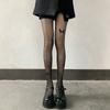 Women Ultra-Thin Tights Sexy Vintage Y2K Fake Tattoo Butterfly Black Transparent Silk Pantyhose