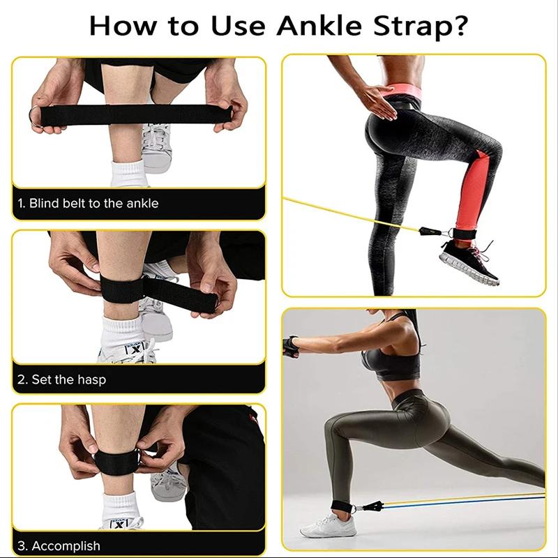 1/100 Pound Resistance Band Set for Home Fitness Yoga Strength Training Exercise Elastic Rope Equipment
