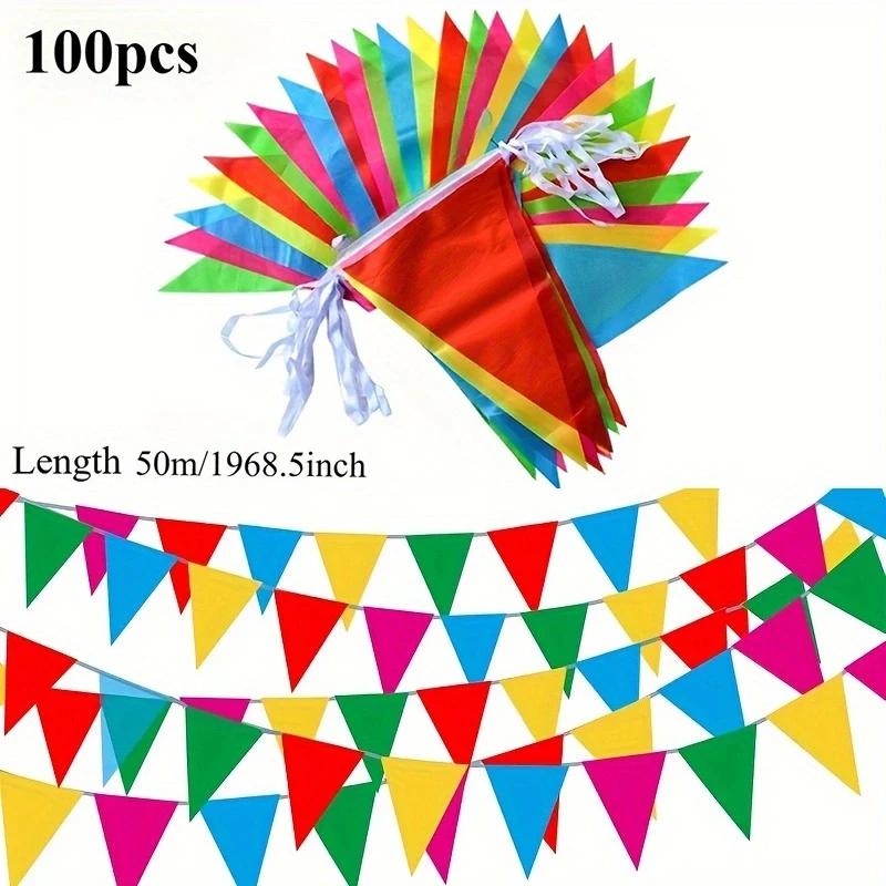 

500/300/100 шт. Прапорці Барвистий Гірлянда з Прапорців Трикутні Прапорці, Гірлянда для Тематичної Вечірки на День Народження, Зовнішньої Події, Річниць