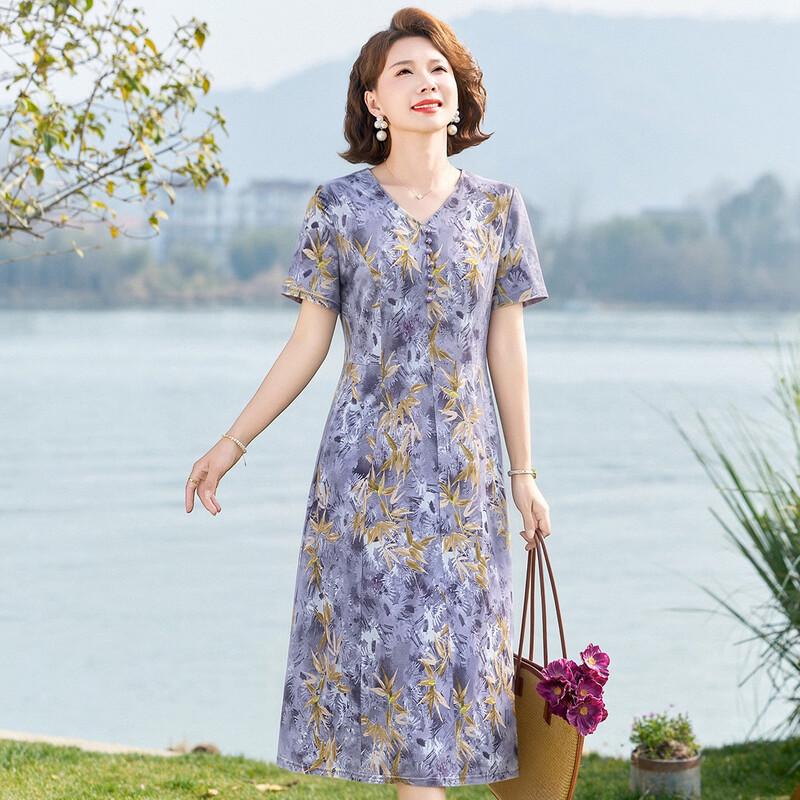 Women s Floral V-Neck A-Line Summer Maxi Dress 2XL