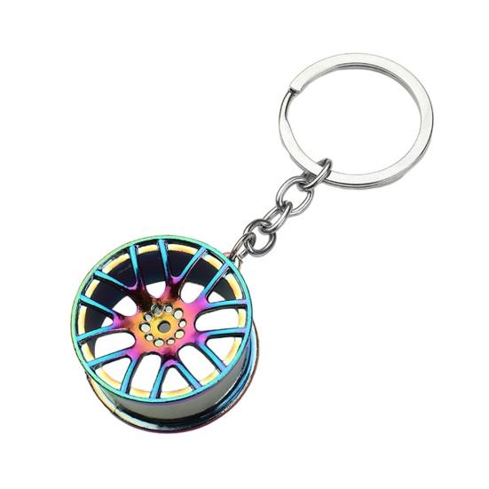 Tire Keychain Pendant Lightweight Metal Keychain Portable Creative Wheel Hub Design