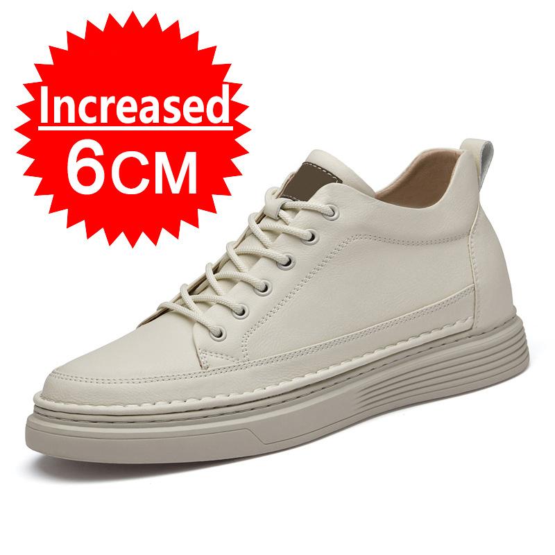 Модные Новые Мужские Тренд Кроссовки на Высокой Подошве Кожа Коровьей Кожи Увеличение — фото 7