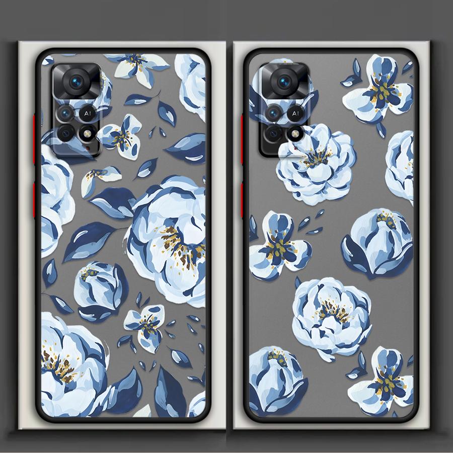 Funda Back Phone Cover Case for Xiaomi Redmi Note 14 13C A4 9S 14C 13 Pro Plus 11 10 12 Cartoon Bule Flower