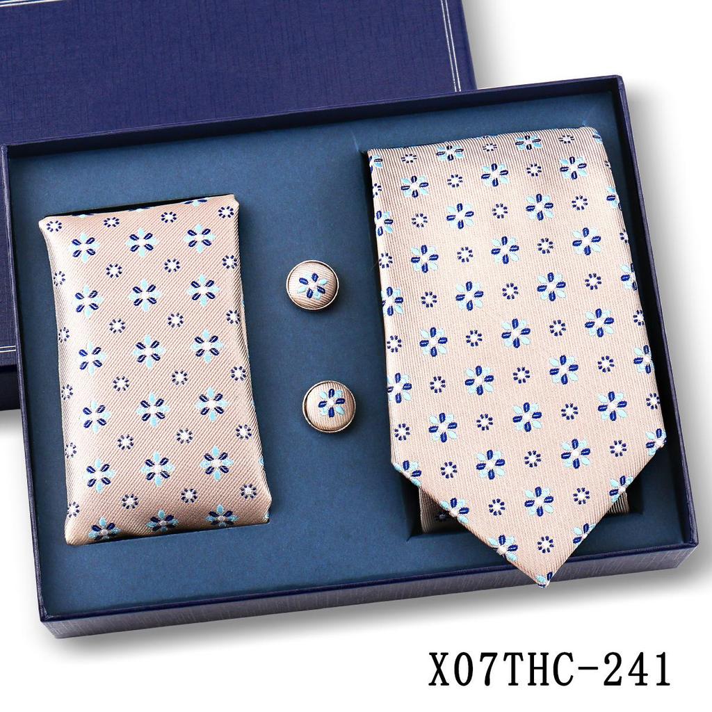 Men's Black Striped 3-Piece Gift Set: Hand-Tied 8cm Tie with Pocket Square & Cufflinks