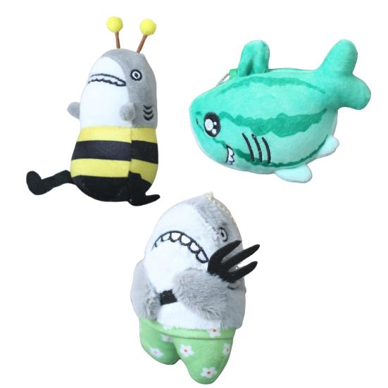12cm Shark Plush Pendant Creative Lovely Watermelon Shark Bee Plushie Ornament Soft Cartoon Stuffed Animal Doll Plush Toy Backpack Decor