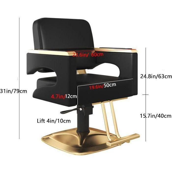 Chaise de coiffure rotative à 360° Divit IG29 chaise de salon réglable simili cuir acier inoxydable noir
