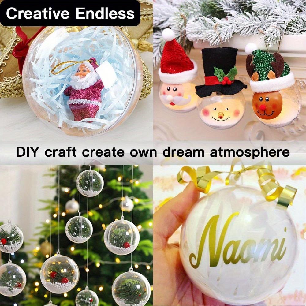 20pcs Clear Plastic Fillable Ornaments for Crafts Christmas Ornaments Balls Clear Acrylic DIY Ornaments Christmas Tree Hanging Christmas Decorations