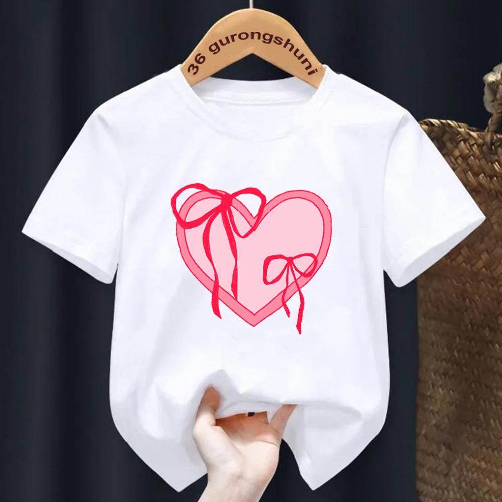 Fete de vară cu mânecă scurtă tricou copii top Toddler moda bowtie imprimare O-neck mânecă scurtă tricou copii haine de culoare bomboane