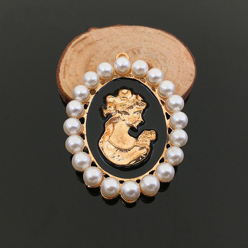 

Engood 30Pcs Resin Girl Head Oval Pearl Button Sewing Trim & Embellishments Craft Buckle for DIY Earring Necklace Pendants Hair золотой