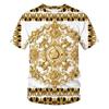 Men's Baroque Style Animal & Ornament Print Short Sleeve T-shirts Summer Round Neck Fashionable Casual Men's T-shirts