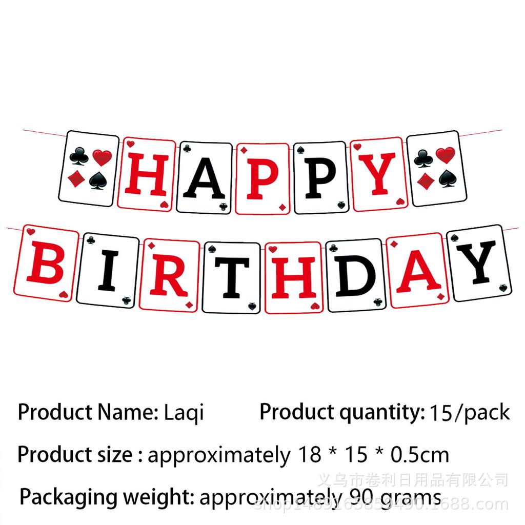 Geburtstagsparty im Casino-Stil: Geburtstagsdekorationen, Pokerdekorationen, Banner, Besteckarrangement