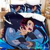 New Japan Cartoon Anime Demon Slayer Bedding Set Printing Microfiber Duvet Cover Bed Quilt Cover Set Pillowcases Soft Bed Linens
