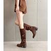 2025 new retro pointed belt buckle thick-soled boots Maillard autumn and winter versatile temperament thin knight boots