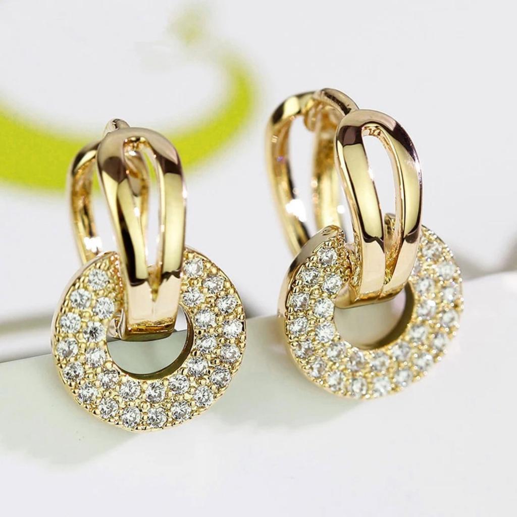 Luxury Half Inlaid Zircon Intertwined Loop Short Drop Earring