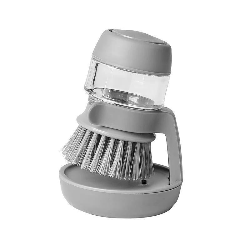 Soap Dispenser Palm Dish Brush Equipped with Storage Bracket Bowl Cleaning Tool with Drainage Base Kitchen Utensils for Cookware