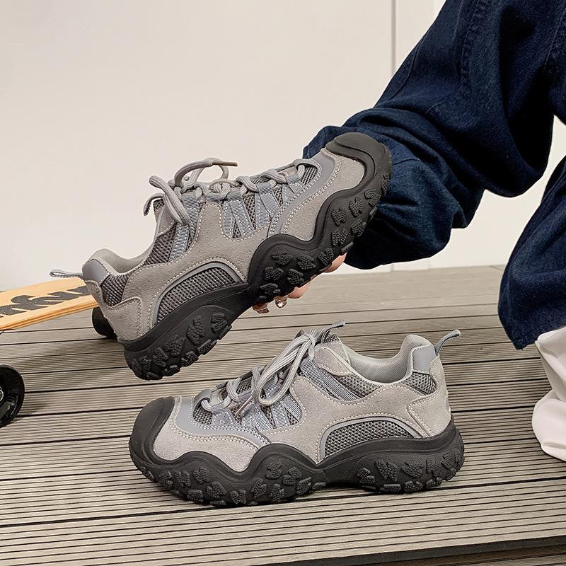 Black dad shoes American retro ugly cute hiking shoes women's 2025 popular breathable thick-soled lightweight non-slip sneakers