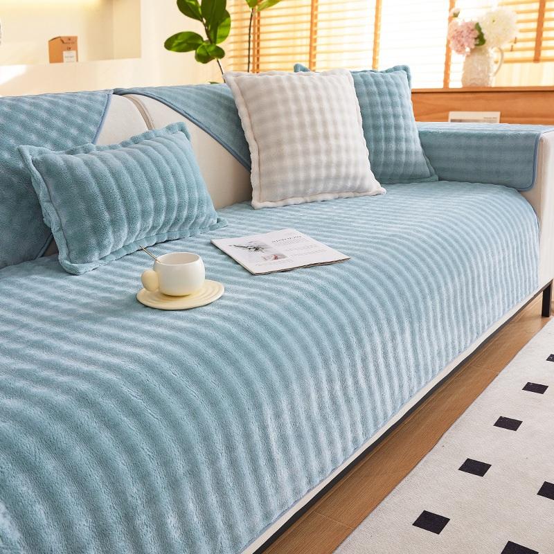 Plush Sofa Cover Thickened Warm Non-Slip Living Room Sofa Cushion Plaid Skin-Friendly Velvet Sofa Backrest Armrest Towels