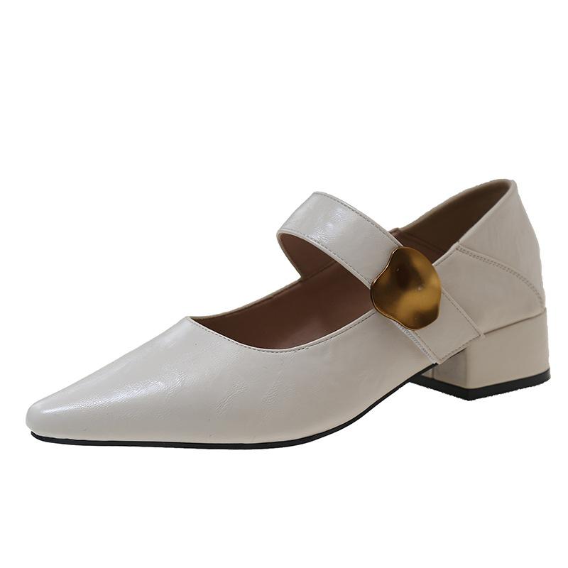 

Туфли Мэри Джейн с темпераментом, с мелким вырезом, новые, ретро, с острым носком, универсальные, женские туфли, одинарные туфли 35