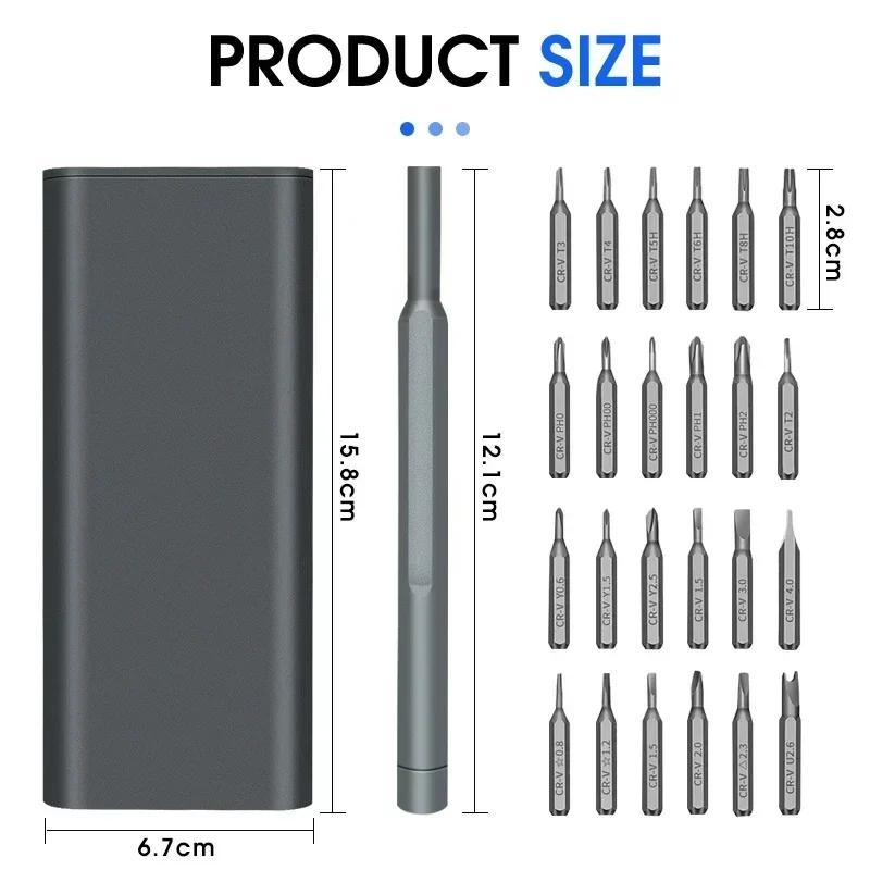 25 IN 1 Hand Screwdriver Set Precision Handle Portable Hand Tool Kits Wireless Cordless Small Bits for Phone Watch Camera Repair