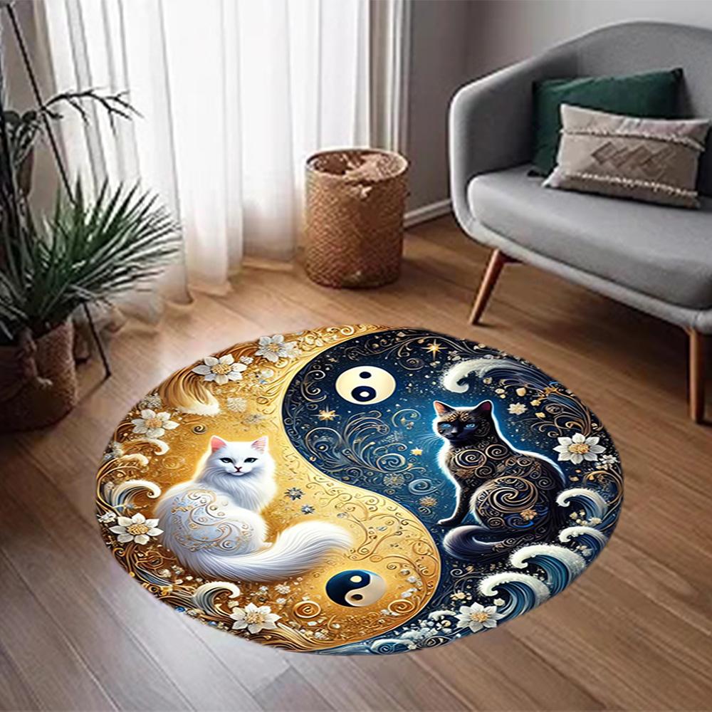 1pc home carpet yin yang floral design non-slip rug for office decor and living room gift ideas