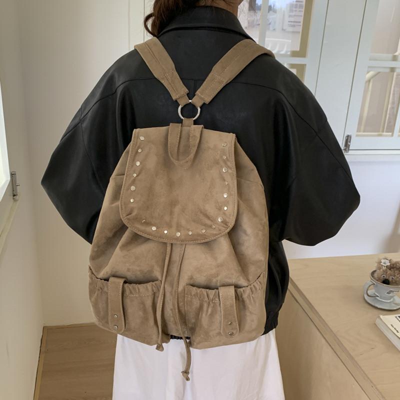 Suede Leather Large Capacity Backpack For Women With Breathable Design For Daily Use