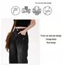 Plus Size Retro Black High-Waist Jeans for Women - Slimming, Wide-Leg, Floor-Length
