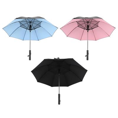 Portable Sun and Rain Umbrella Travel Umbrella UV Mesh Top Design 3000mAh Power Bank with Cooling Fan for Hot
